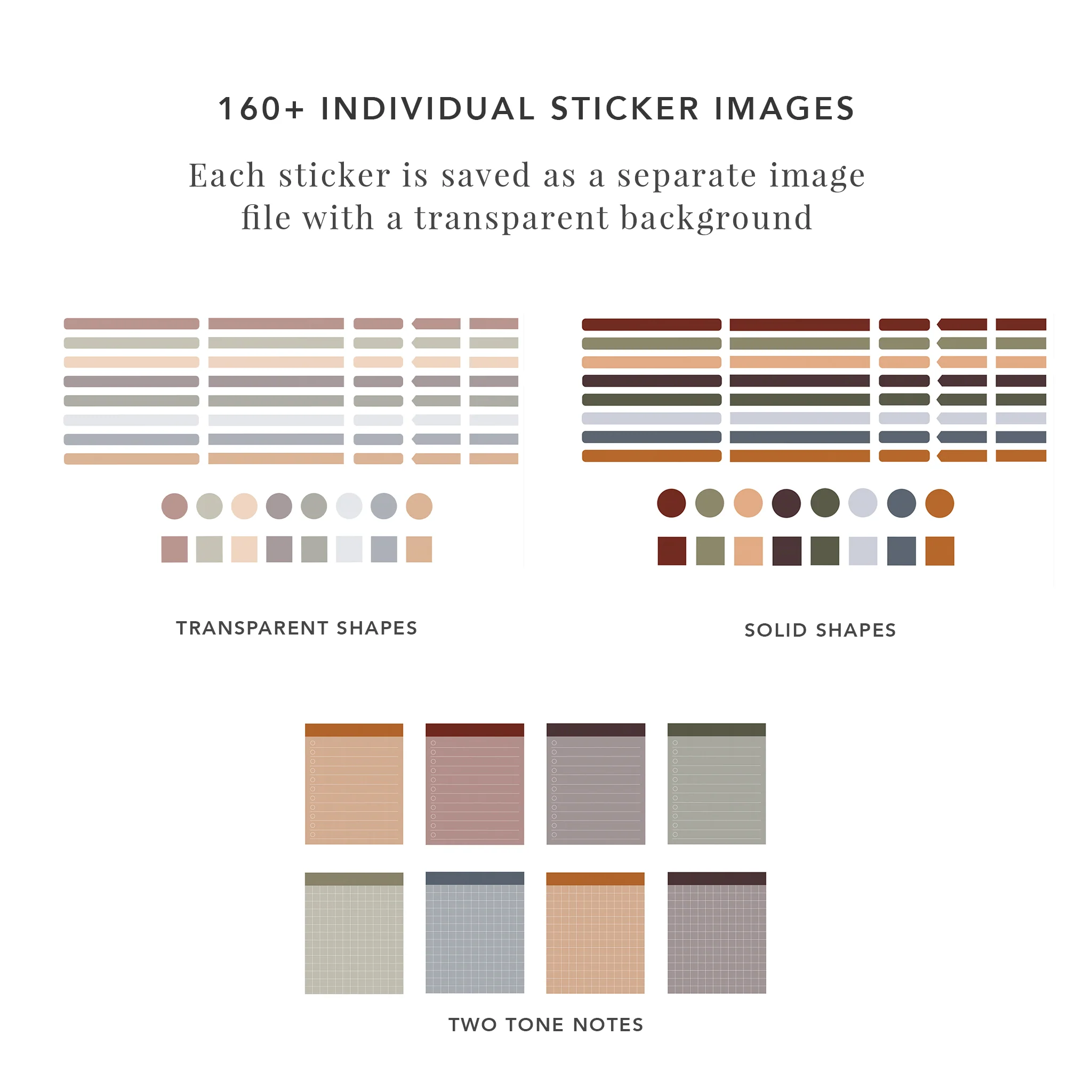 Notes and Shapes Sticker Set in Earth Tones - Image 3