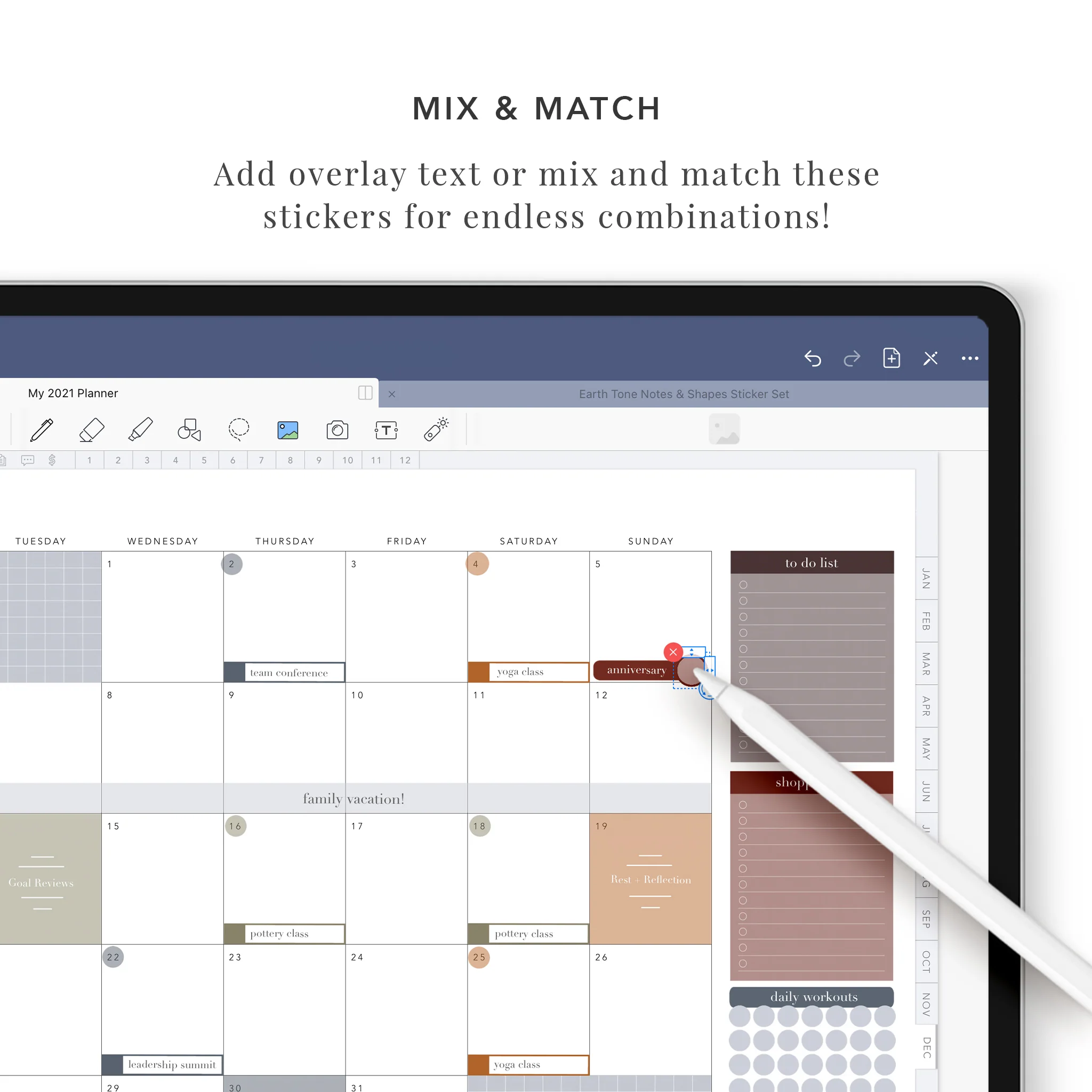 Notes and Shapes Sticker Set in Earth Tones - Image 4